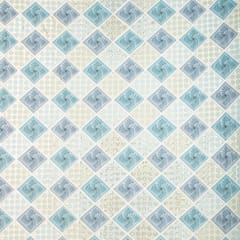 Powder Blue and White Position Print Embroidery Chinon
