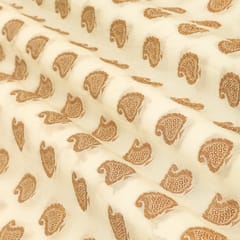 Pristine White and Gold Booti Embroidery Georgette Khaddi