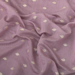 Lavender Purple Embroidery Chanderi Cotton Fabric