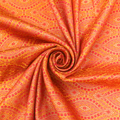 Fuschia Pink and Gold Weave Semi Brocade