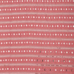 Pink Chinon Sequin Stripe Embroidery Fabric