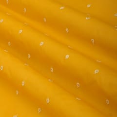Canary Yellow Cotton Booti Threadwork Sequins Embroidery Fabric