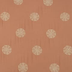 Coral Pink Cotton Motif Threadwork Sequin Embroidery Fabric