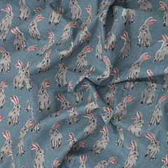 Carolina Blue Cotton Animal Digital Print Fabric