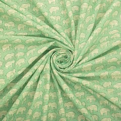 Mint Green Cotton Animal Digital Print Fabric