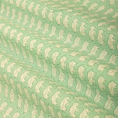 Mint Green Cotton Animal Digital Print Fabric