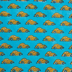 Sky Blue Cotton Object Digital Print Fabric