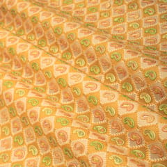 Tan Brown Georgette Position Print Threadwork Sequin Embroidery Fabric