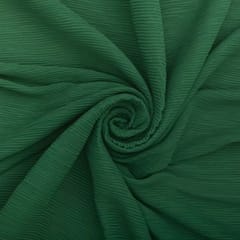 Bottle Green Pleated Georgette Plain Fabric