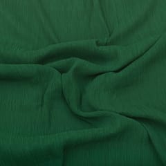 Bottle Green Pleated Georgette Plain Fabric
