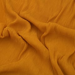Mustard Yellow Pleated Georgette Plain Fabric