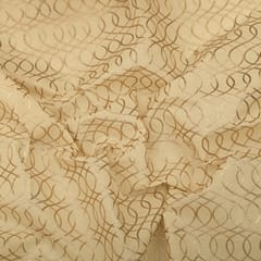 Off-White Metallic Embroidery Kora Cotton Fabric
