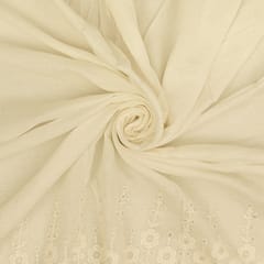 Pearl White Cotton Satin Embroidery Fabric