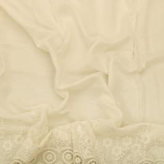 Pearl White Cotton Satin Embroidery Fabric