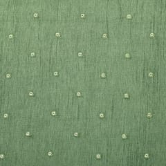 Mint Green Sequins Embroidery Nokia Silk Fabric