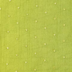 Sage Green Sequins Embroidery Nokia Silk Fabric