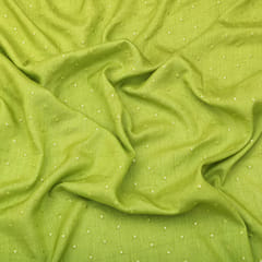 Sage Green Sequins Embroidery Nokia Silk Fabric
