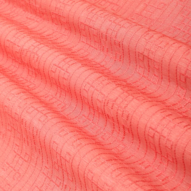 Bubblegum Pink Threadwork Embroidery Nokia Silk Fabric