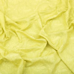Lemon Yellow Threadwork and Sequins Embroidery Nokia Silk Fabric