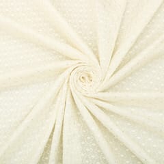 Pearl White Threadwork and Sequins Embroidery Nokia Silk Fabric
