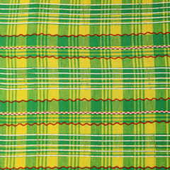 Sage Green and Yellow Check Print Threadwork Embroidery Linen Cotton Fabric