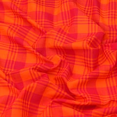 Hot Pink and Orange Pleated Print Cotton Linen Fabric