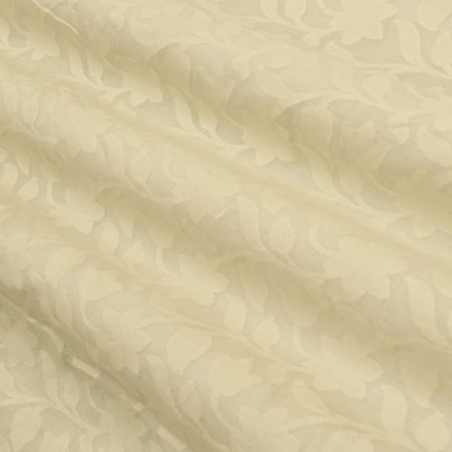 White Chanderi Floral Pattern Jacquard Fabric