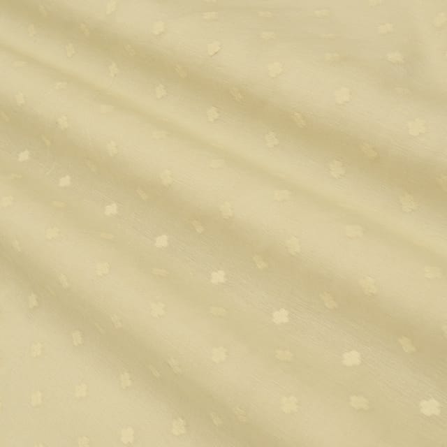 Cream Chanderi Flower Jacquard Fabric