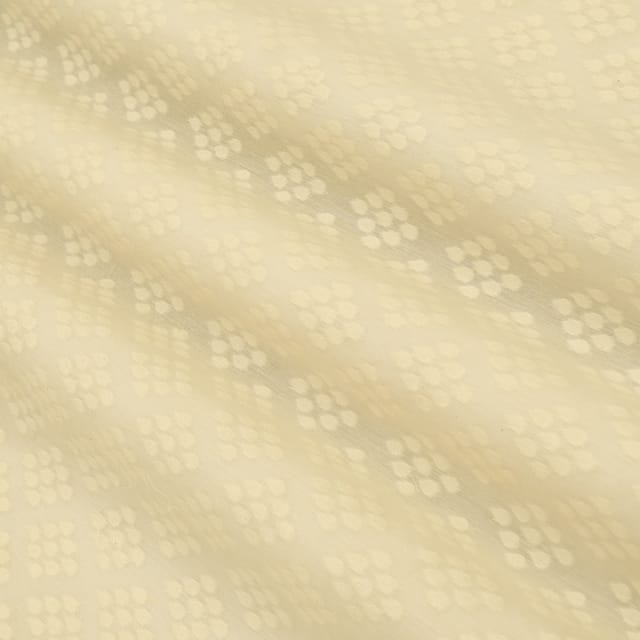 Chiffon White Chanderi Diamond Pattern Jacquard Fabric