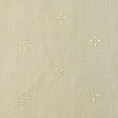 Pearl White Threadwork and Sequins Embroidery Linen Cotton Fabric