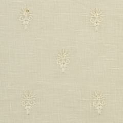 Pearl White Threadwork Embroidery Linen Cotton Fabric