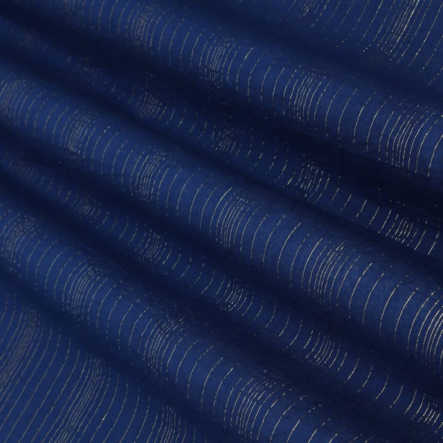 Royal Blue Kora Cotton Lurex Sparkling Stripes Fabric