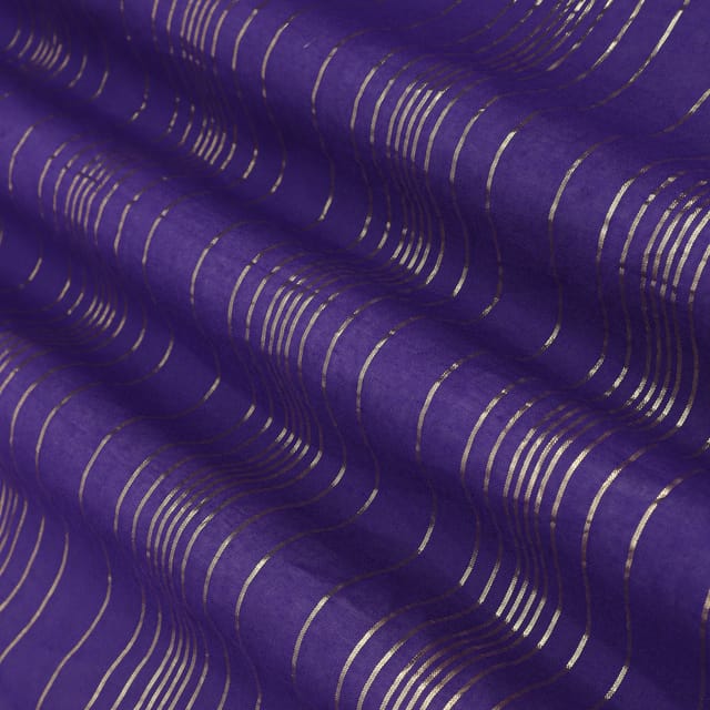 Indigo Kora Cotton Lurex Sparkling Stripes Fabric