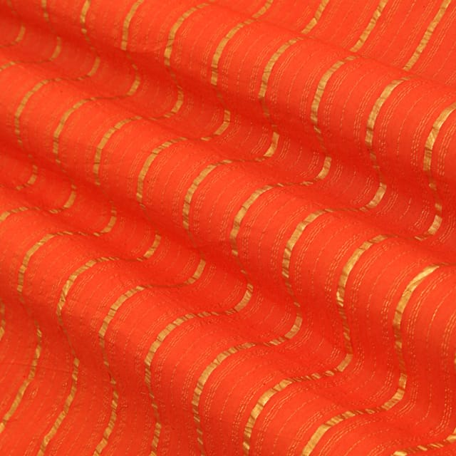 Fire Orange Kora Cotton Lurex Sparkling Stripes Fabric
