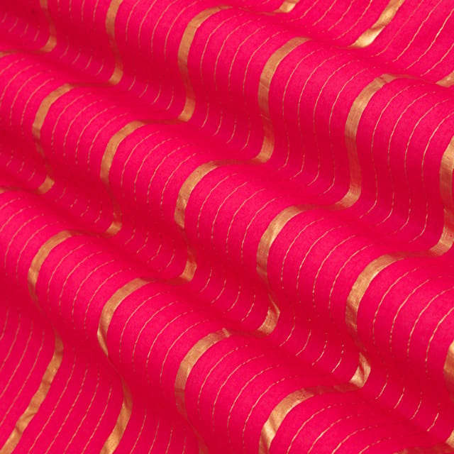 Magenta Kora Cotton Lurex Sparkling Stripes Fabric