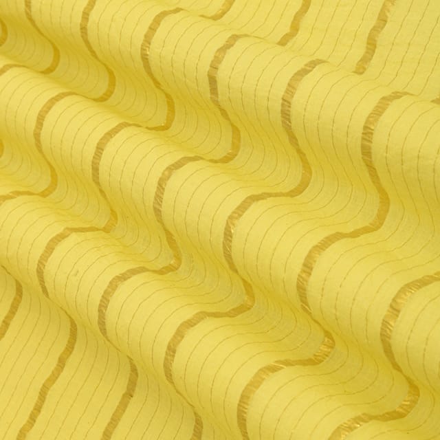 Yellow Kora Cotton Lurex Sparkling Stripes Fabric