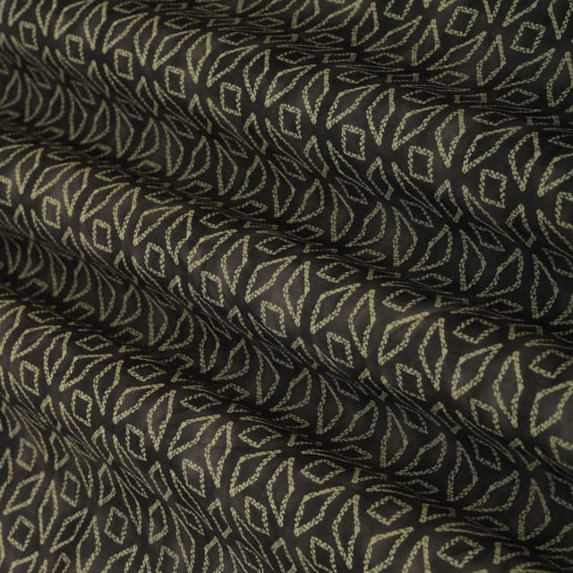 Shadow Grey and White Geometric Printed Chanderi Handloom
