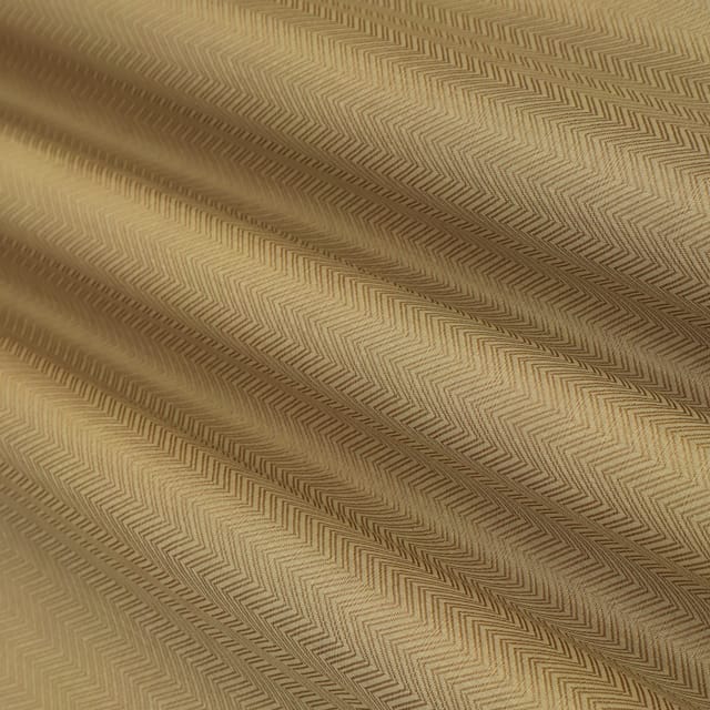 Wheat Brown Tanchui Golden Zari Zigzag Stripe Embroidery Fabric