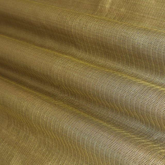 Golden Brown Tanchui Golden Zari Zigzag Stripe Embroidery Fabric
