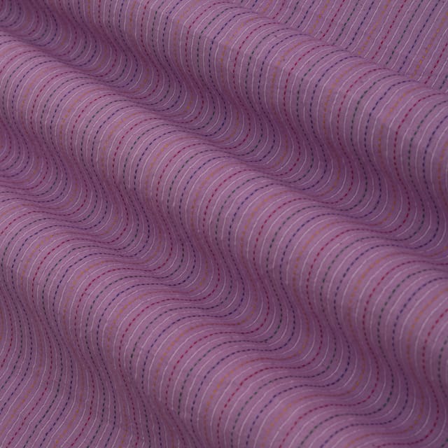 Purple Cotton Katha Work Fabric