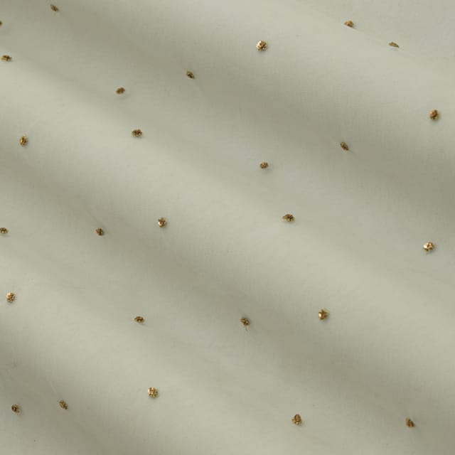 Chiffon White Net Booti Sequin Embroidery Fabric