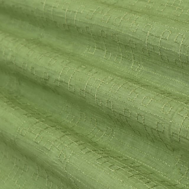 Mint Green Linen Threadwork Embroidery Fabric