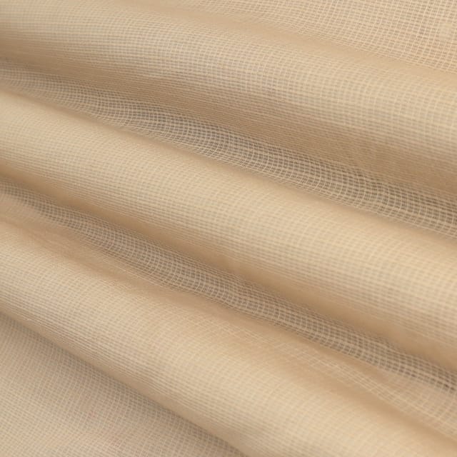 Ecru Brown Kota Check Plain Fabric
