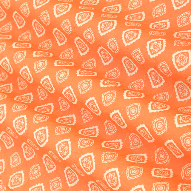Orange Chanderi Lurex Motif print Fabric