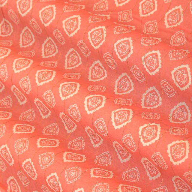 Baby Pink Chanderi Lurex Motif print Fabric
