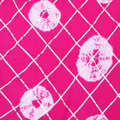 Magenta Pink and White Tie-Dye Print Gota Embroidery Mulmul Silk Fabric