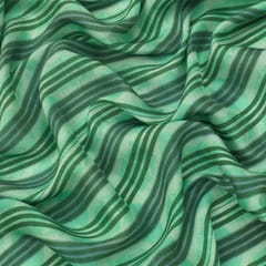Forest Green Mulmul Silk Stripe Print Fabric
