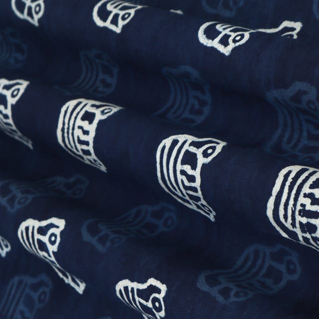 Indigo Blue Cotton Dabu Print Fabric