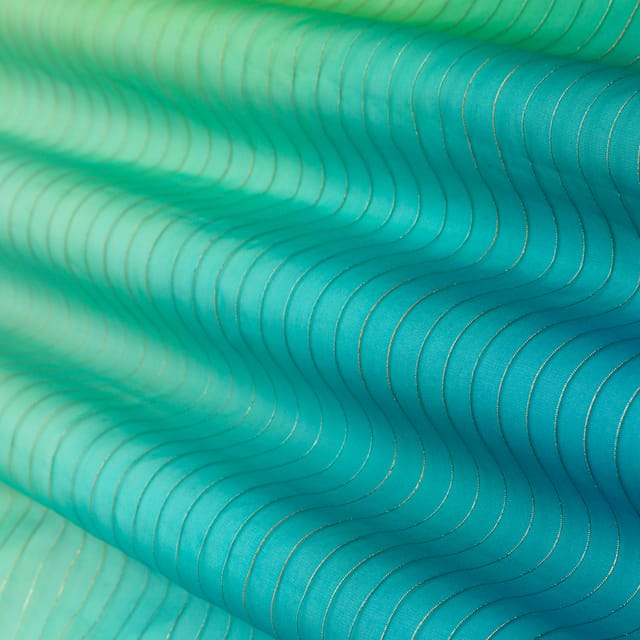 Green & Blue Organza Lurex Fabric