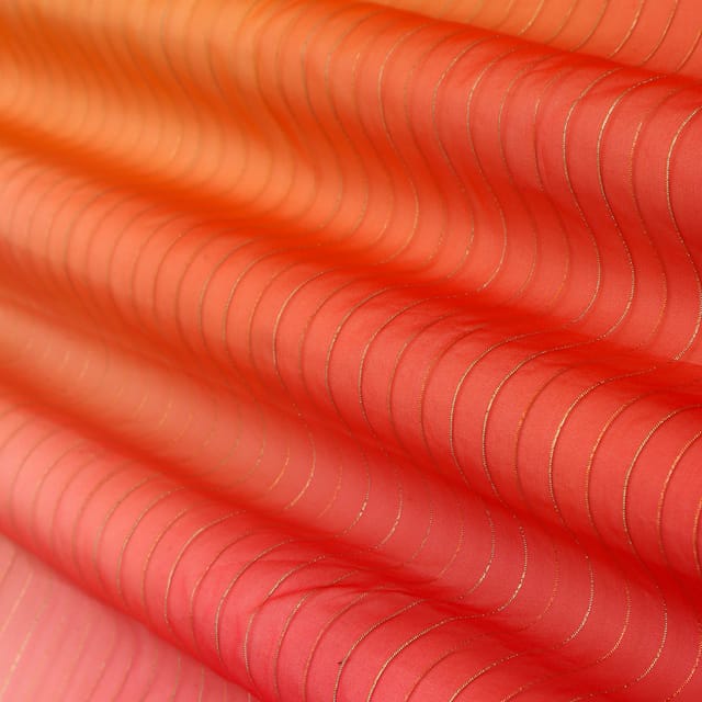 Orange Organza Lurex Fabric